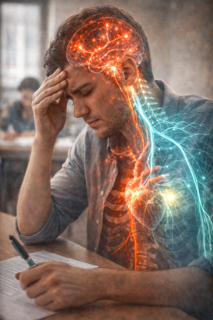 Rôle déterminant du système nerveux autonome dans la stabilité des états internes, illustrant comment une surcharge peut basculer l’organisme vers des réponses de survie, réduisant ainsi les capacités de discernement, de créativité et d’engagement dans l’action.
Dr Jean-Victor Belmère